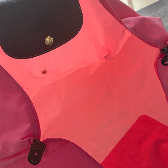 Longchamp Le Pliage XL Travel Tote Hot Pink Nylon Leather Trim Vintage - Picture 7 of 10